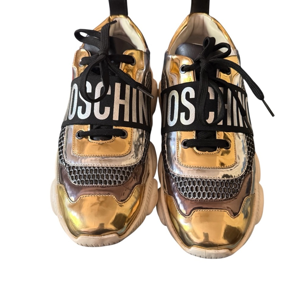 Moschino Gold and Black Sneakers